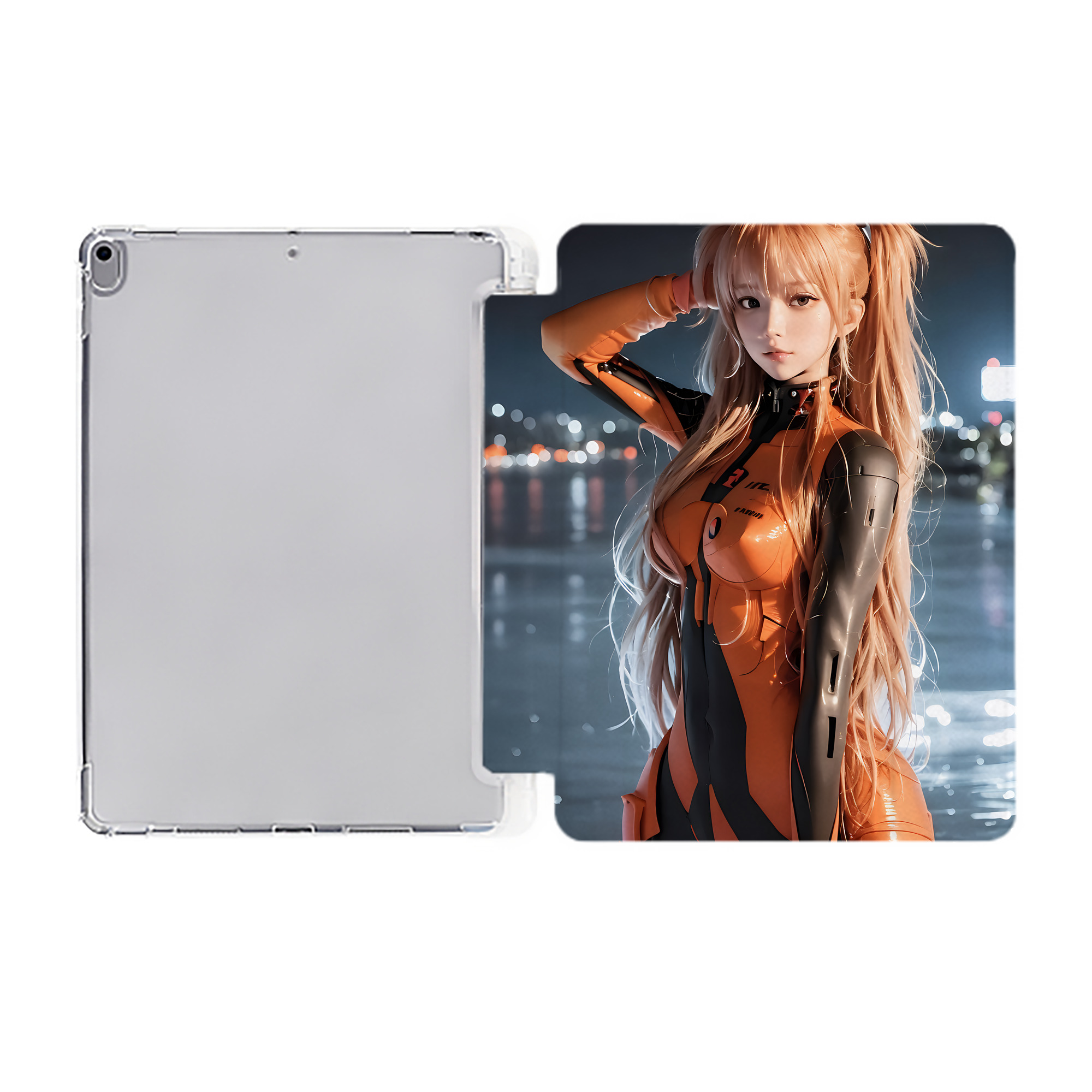 （画像用） EVA 新世紀エヴァンゲリオン IPad ケース ペン収納付き 三つ折りスタンド PUレザー×シリコン 対応機種9.5/10.5/10.9インチ